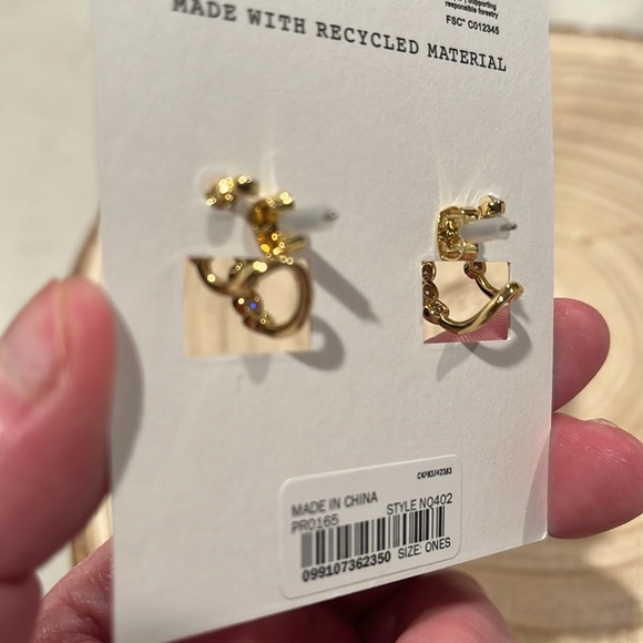 Madewell Tennis Collection Bezel Set Crystal Double Hoop Earrings/NWT - Picture 5 of 5